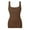 Coffee, variant on Einccm Women Seamless Square Neck Tank Top with Built-in Bra, Fitted Slimming Floral Printed Camisole, Nylon Spandex Stretchy Undershirt for Summer Casual, Swimming Pool and Beach Wear