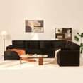 thumbnail image 4 of BIGSYY 139" U-Shaped Sectional Sofa, 7-Seater Modular Cloud Couch for Large Families & Guests with Corduroy Upholstery, Left Facing Chaise, Black, 4 of 9