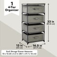 thumbnail image 6 of Juvale 4-Tier Dresser for Bedroom - 16.5 in x 13 in x 33 in, Light Gray Fabric, 4 Drawers - Narrow Closet Storage Drawers & Organizer - Steel Frame & Easy Assembly, 6 of 11