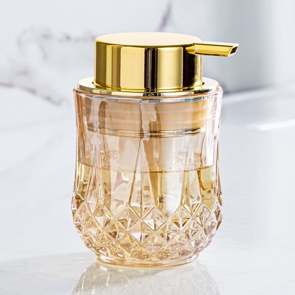 Gold Foaming Soap Dispenser, Bathroom Hand Foam Dispensers,Glass Refillable Dish Dispenser,Modern Home Dispenser for Bathroom,Kitchen (Gold Type/1Pcak)