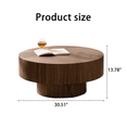 thumbnail image 5 of Hassch Vintage-Style Round Coffee Table in Walnut Finish, MDF Accent Table for Living Room or Office, Easy Assembly & Waterproof Surface, 30.51"Dia x 13.78"H, 5 of 6