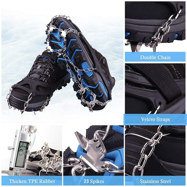 Fishing Ice Cleats for Shoes and Boots, Ice Snow Traction Cleats Crampons  for Men Women Kids Winter Walking on Ice and Snow Anti Slip Overshoe  Stretch Footwear 