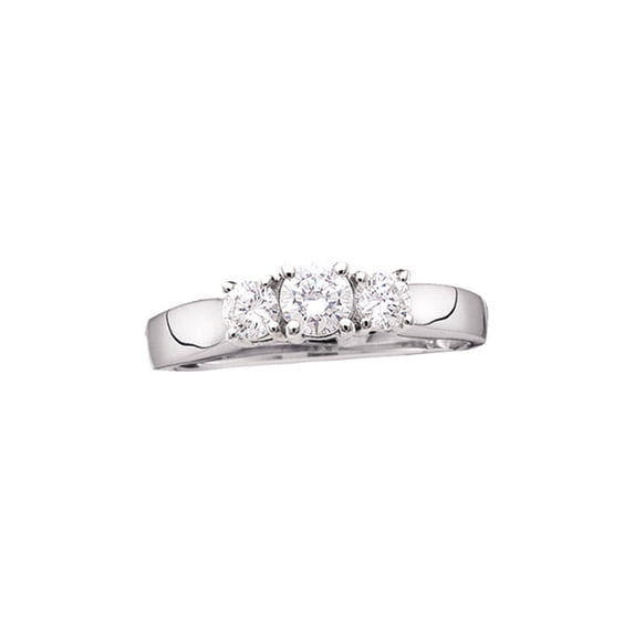FB Jewels 14kt White Gold Womens Round Diamond 3-stone Bridal Wedding Engagement Ring 1/2 Cttw