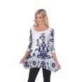 thumbnail image 2 of White Mark Women's Damask Print 3/4 Sleeve Tunic Top, 2 of 4