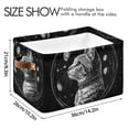 thumbnail image 4 of WOBOGO Cat Black Universe Pattern Square Storage Basket with Waterproof Canvas and PE Lining Durable PU Leather Handles 14.2×10.2×8.3in, 4 of 9