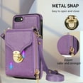 thumbnail image 3 of for iPhone 7 / 8 / SE 2020 / SE 2022 Case Wallet with Shoulder Strap for Women - Crossbody Lanyard,Zipper Pocket,Credit Card Holder,Shockproof - Metal Buckle Closure Premium PU Leather Case, Purple, 3 of 14