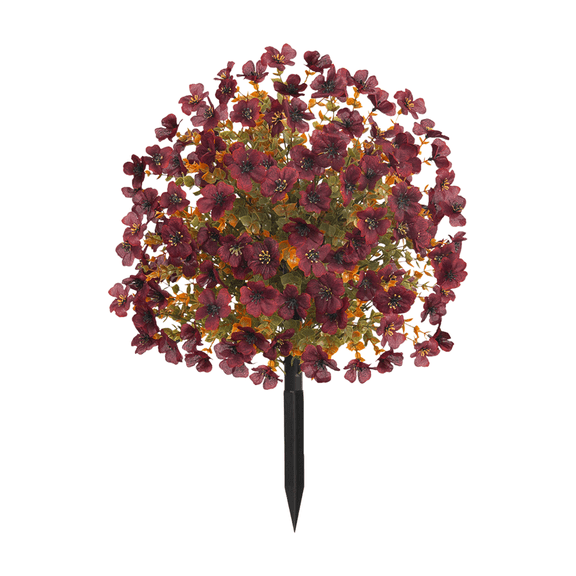 Burgundy Artificial Mum Flowers Outdoor Decor, Faux Chrysanthemum Flower Stake For Fall Yard Porch Garden Halloween Thanksgiving Decoration