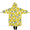 thumbnail image 2 of Oversized Wearable Blanket Hoodie,Yellow Lemon Fruit Slices White Pattern Sherpa Blanket Hoodie with Super Pockets,Super Warm Fuzzy Pullover for Women & Men, 2 of 6