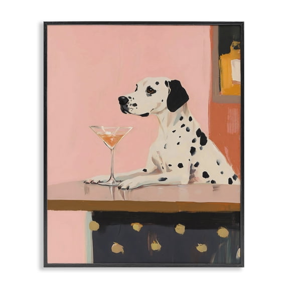 Stupell Industries Eclectic Dalmatian at Cocktail Bar Black Framed Giclee Art, 11 x 14, by The Prints Vibe