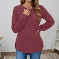 thumbnail image 2 of Sweaters for Women Fall Sweaters for Women Loose Fit Pullover Sweater With Curved Hem Casual Round Neck Top for Everyday Wear, 2 of 4