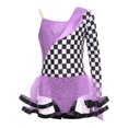 thumbnail image 3 of YiZYiF Race Car Driver Tutu Dress For Girls Long Sleeve Checkered Racer Jumpsuit Racing Unitard Purple 10, 3 of 5
