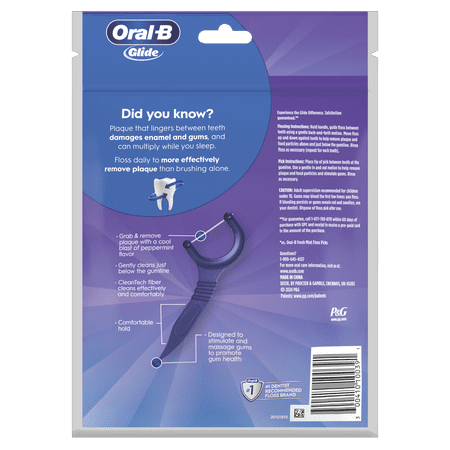 Oral-B Glide Peppermint Dental Floss Picks with Arctic Peppermint Oil Flavor, 75 Picks
