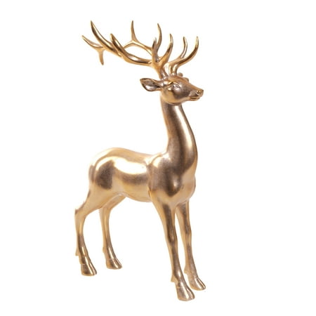 Celebrations Standing Deer Christmas Tabletop Decor Gold Polyresin 14 ...