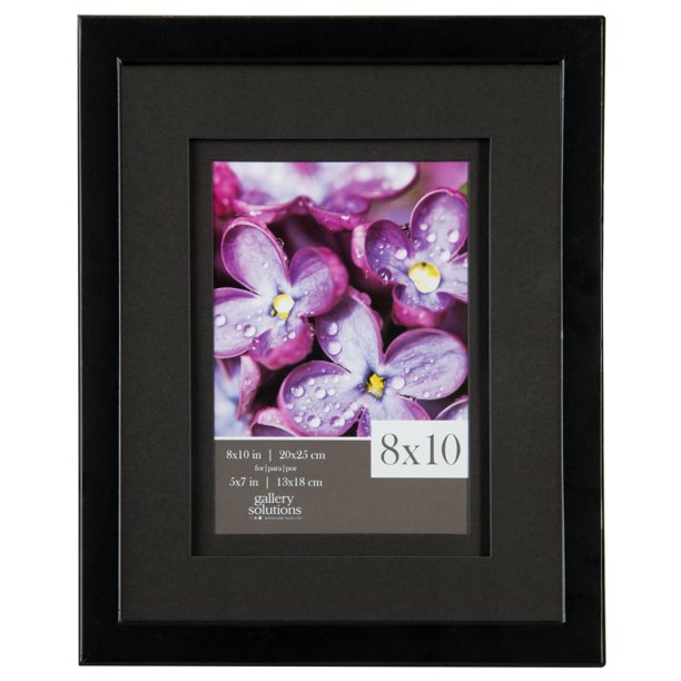 Gallery Solutions Black 8x10 w/ Black Double Mat to 5x7 Frame Walmart
