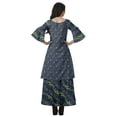 thumbnail image 2 of Moomaya Printed High Low Crop Top Kurti Palazzo Set Ethnic Indian Clothing Set For Womens, 2 of 9