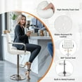 thumbnail image 5 of CQAOE Adjustable PU Leather Swivel Bar Stools with Armrest & Back, Counter Height Hydraulic Bar Chairs for Kitchen Island & Dining Room, White, 5 of 18