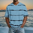 thumbnail image 2 of Telankuip Summer Mens Striped T-Shirts Loose Fit V-Neck Raglan Sleeved Waffle Casual Tees 2026 Fashion Beach Vacation Short Sleeve Tops Soft Breathable for Everyday Wear 1-Light Blue S, 2 of 4