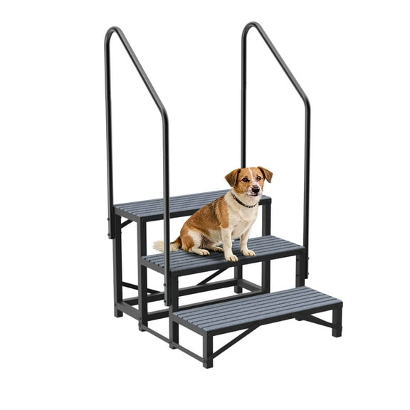 FODINGHILL 3-Tier RV Stairs with 2 Handrails,660lbs Heavy-Duty Steel Camper Steps with Non-Slip,Trailer,Mobile Home,Porch,Hot Tub