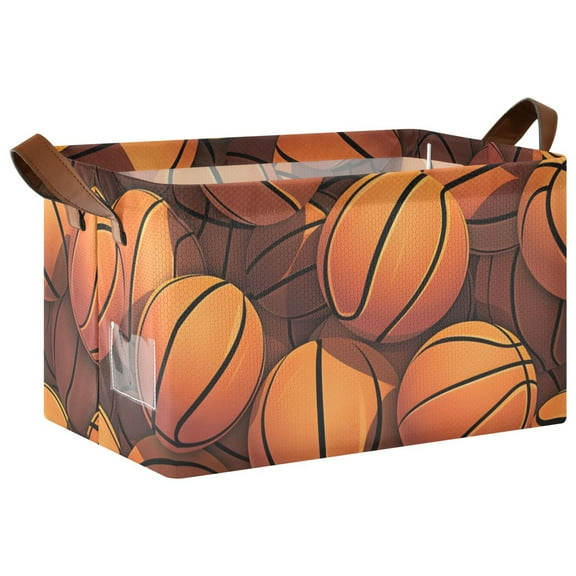 Ryvnso Basketball Storage Bins Large Basket Foldable Cube Toys Organizer with Handles 1 PC