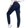 thumbnail image 6 of CFLVAEK Cargo Pants Women High Waist Casual Running Pant Comfy Cinch Bottom Jogger Pants with Pockets Solid Color Hiking Workout Trousers Navy M, 6 of 9