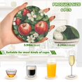thumbnail image 2 of Yayeee 6 PCS Drink Coasters with Holder Set Woven Absorbent Round Tabletop Hot Pad, Red Apple Pattern, 2 of 7