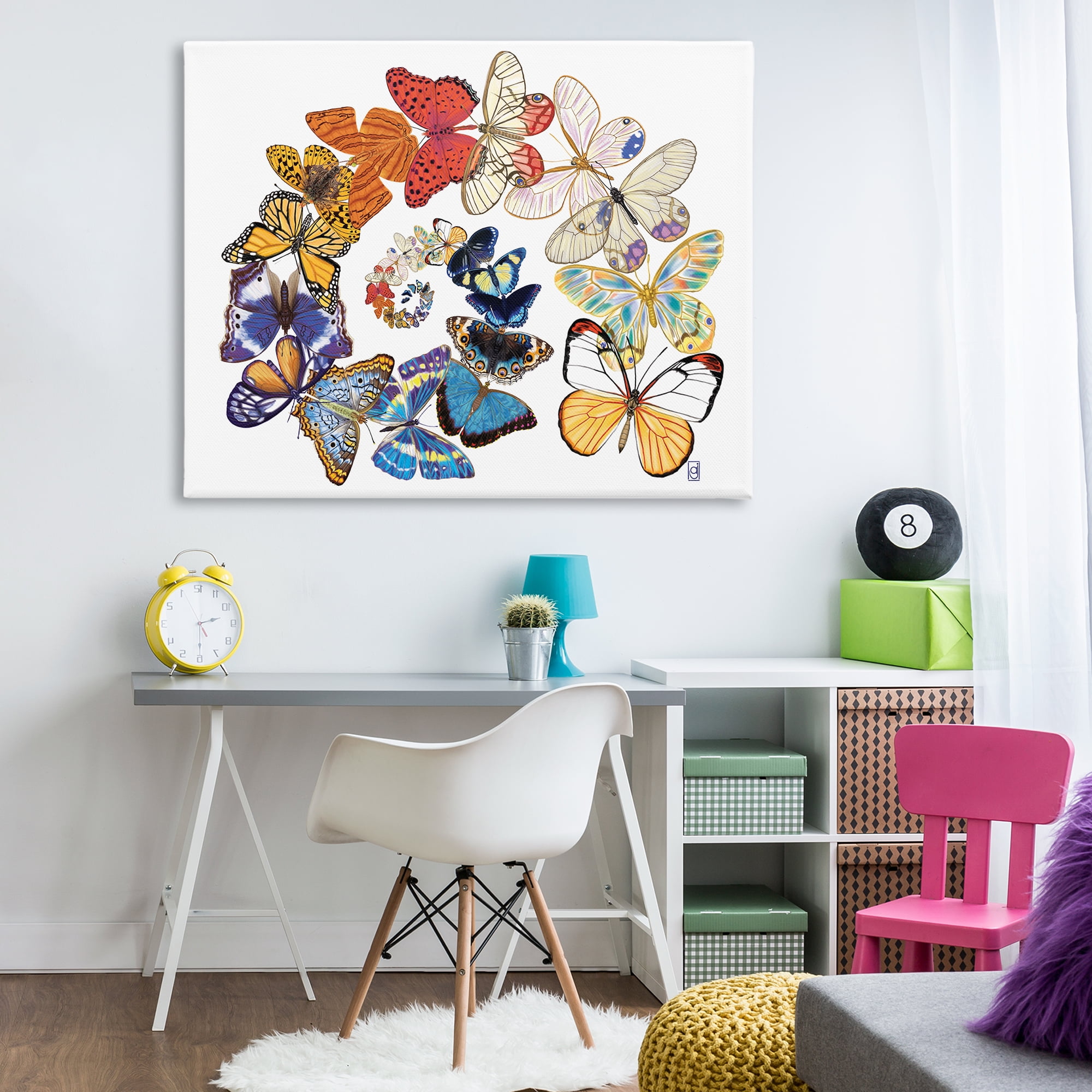 Stupell Industries Fly Away Butterflies Animals Painting Wrapped Canvas Art Print Wall Art, 48 x 36