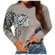 thumbnail image 1 of Suéter de punto casual de punto con cuello redondo de leopardo de manga larga para mujer Fridja hjk580, 1 of 5