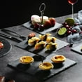 thumbnail image 6 of MALACASA, Series Sweet.time, 14.5" Tall 3 Tier Square Stone Cake Stand 6"&8"&10" Natural Slate Serving Set with Silver Carry Handle, 6 of 7