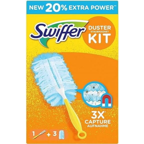 Swiffer Microfibre dust Cleaner Set, 1 Handle and 3 Replacement Pads (Pack of 1x1 Piece)