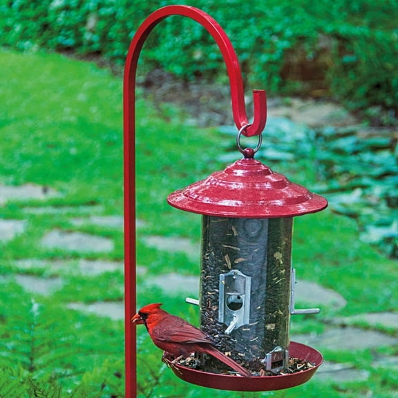 Gardens Alive Adjustable 6-Port Multi-Bird Tube Feeder with Tray, 12 lb Capacity, Raspberry Red