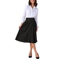 thumbnail image 2 of Faldas Midi para Mujeres Fluidas A-Line de Cintura Alta Largas Casual con Bolsillos 2025 S Negro, 2 of 6