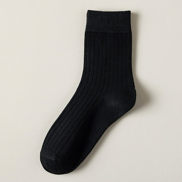 Chaussettes à Rayures Verticales Couleur Unie Mi-Mollet Classiques Décontractées Confortables en Coton