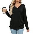thumbnail image 5 of Joyutrip Women V Neck Long Sleeves Solid Color Ruched Tunic Top, 5 of 6