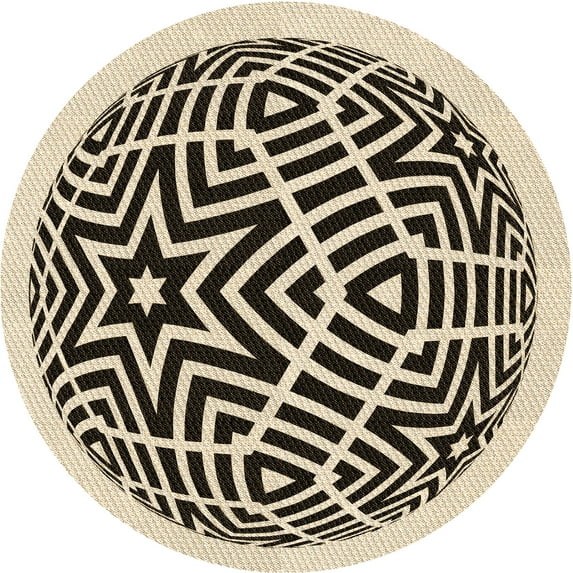 Ahgly Company Machine Washable Indoor Round Transitional Vanilla Gold Area Rugs, 4' Round