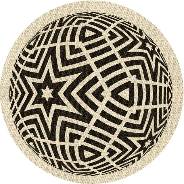 Ahgly Company Tapis Rond Lavable en Machine Intérieur Transitionnel Or Vanille, 4 Pieds Rond