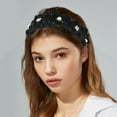 thumbnail image 2 of Unique Bargains 1 Pc Hairband Pleats Rhinestone Hair Accessories for Women Black, 2 of 5