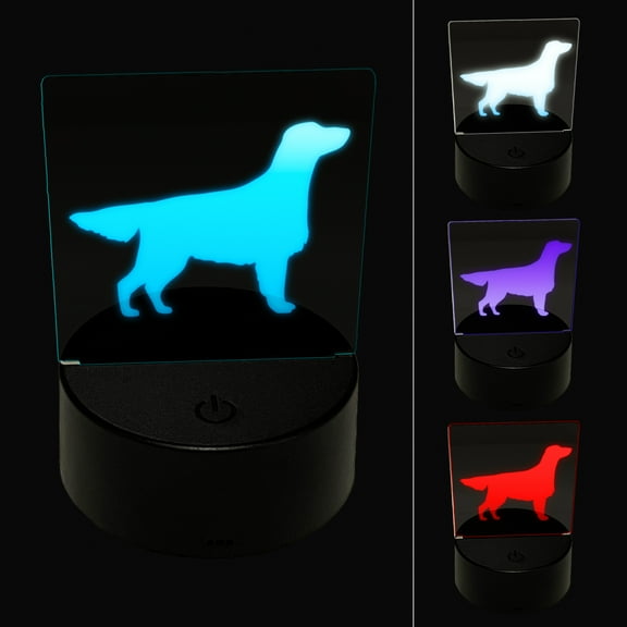 Flat-Coated Retriever Dog Solid LED Night Light Sign 3D Illusion Desk Nightstand Lamp