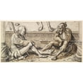 thumbnail image 2 of Niklaus Manuel 14x9 Gold Ornate Wood Frame and Double Matted Museum Art Print Titled - Fragment of a Windscreen Tear with Two Tombers (1515), 2 of 4
