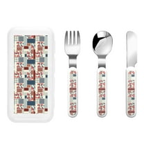Easygdp Patchwork In Country Style 3-Piece Flatware Set Kids Silverware, Stainless Steel Toddler Kids Utensils Safe for Preschooler Children