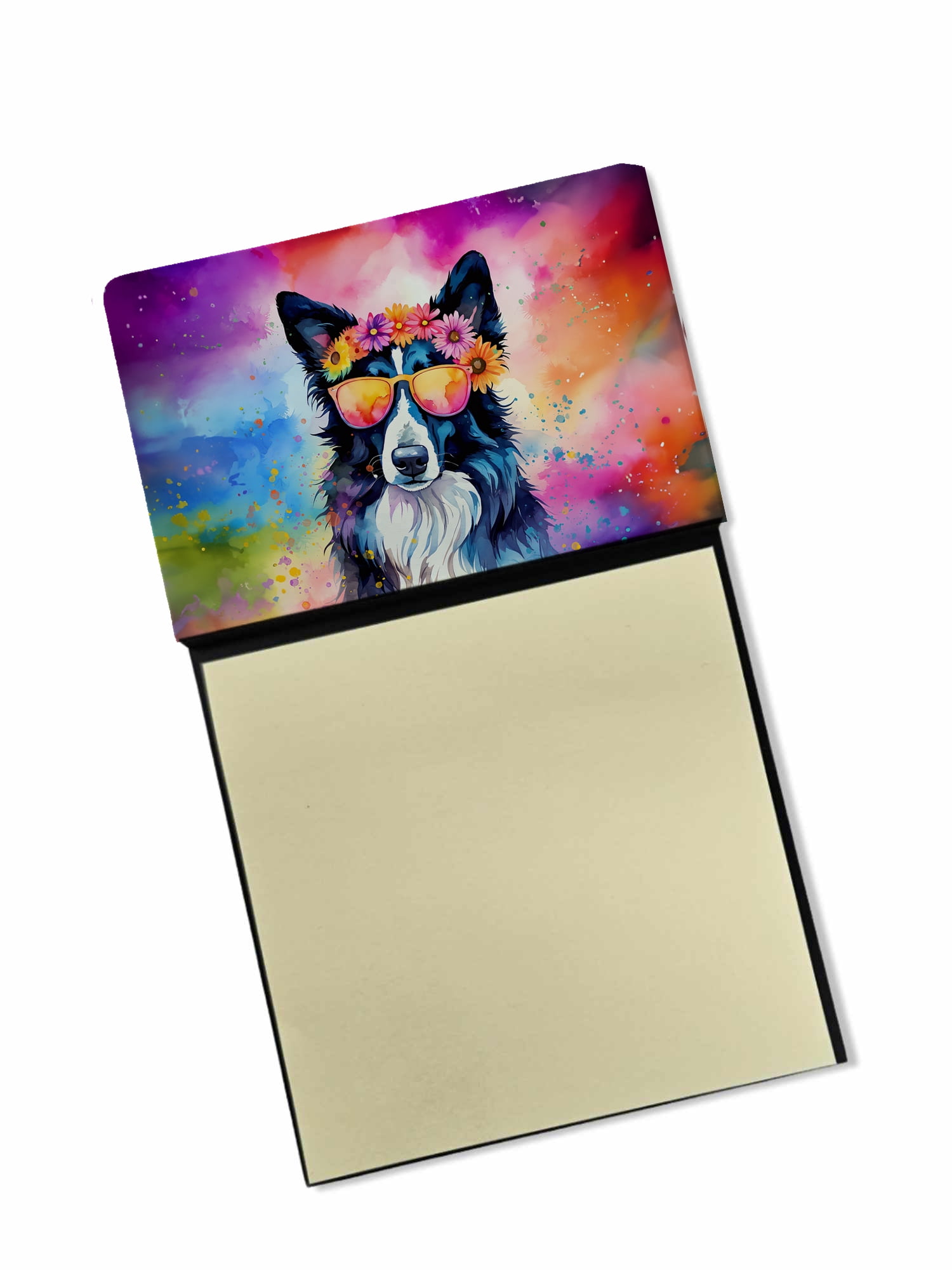 English Bulldog Hippie Dawg Sticky Note Holder 3.25 in x 5.25 in