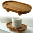 thumbnail image 3 of Wood Riser Tray Soap, Wood Pedestal Stand Kitchen Soap Tray Farmhouse Wooden Riser Stand for Kitchen Bathroom Counter Table Decor Plant Candle Vases Display (Brown, 7.87 x 4.72 x 1.77 inch), 3 of 8