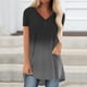 thumbnail image 2 of Ichuanyi Womens Swimsuits Clearance Women's Fashion Gradient Printed Blouse V-neck Short Sleeve Loose T-shirt Tops Ichuanyi Ichuanyi, 2 of 5