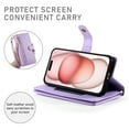 thumbnail image 3 of Allytechgroup Wallet Case for Apple iPhone 15, 9 Cards Holder + Zipper Pocket + Hand Wrist Shockproof Stand Flip Cover RFID Blocking Phone Case for Women Men, Purple, 3 of 7