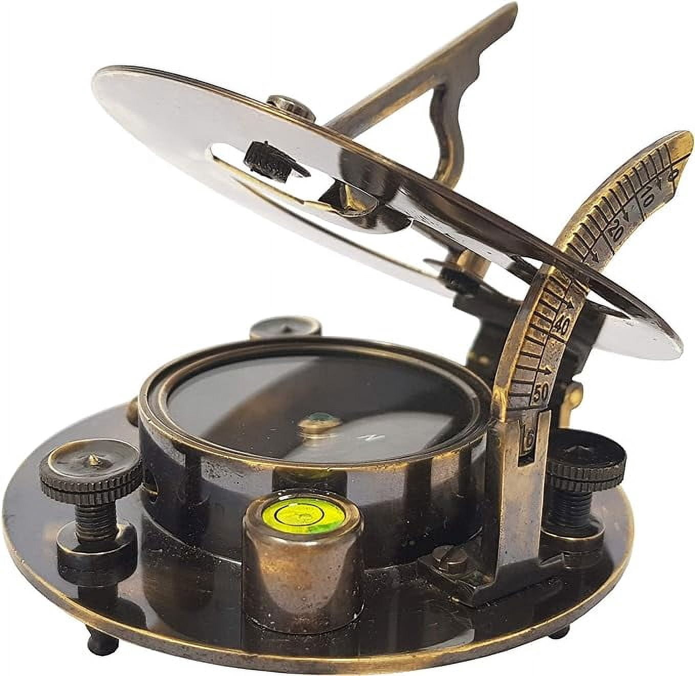 Indian Nautical Instruments Brass Compass - Antique Brass Sundial Compass Marine Boat Gift Pocket Sun Dial in Box Nautical Marine Gift Sun Clock Pirate Ship Replica Watch