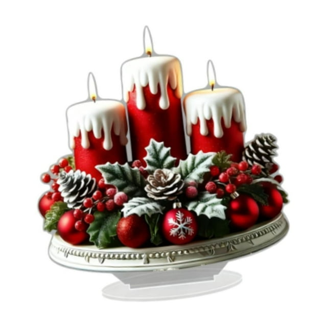 Letrero acrílico plano 2D con base, colección de decoración navideña, placa decorativa, adorno de escritorio, decoración para velas o estantería.