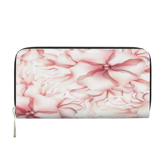 Leather Zipper Pocket Hand Wallet For Women And Men Travel Leather Purse Large Capacity Credit Card Holder Transparent Cream Buds