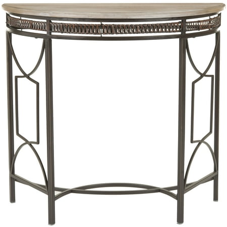 SAFAVIEH Rosalie Traditional Rustic Demilune Console Copper/Maple