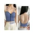 thumbnail image 4 of Gustave Women Summer Crop Tank Tops Spaghetti Strap Cami Shirts Sleeveless Front Zip Padded Camisole Sexy V Neck Clubwear Blouses "Blue", 4 of 11