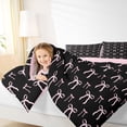 thumbnail image 3 of Erosebridal Pink Bowknot Twin Comforter Sets For Girls,Cute Bows Kawaii Stars Bedding Set,Pink Black, Reversible 2 Pieces, 3 of 7