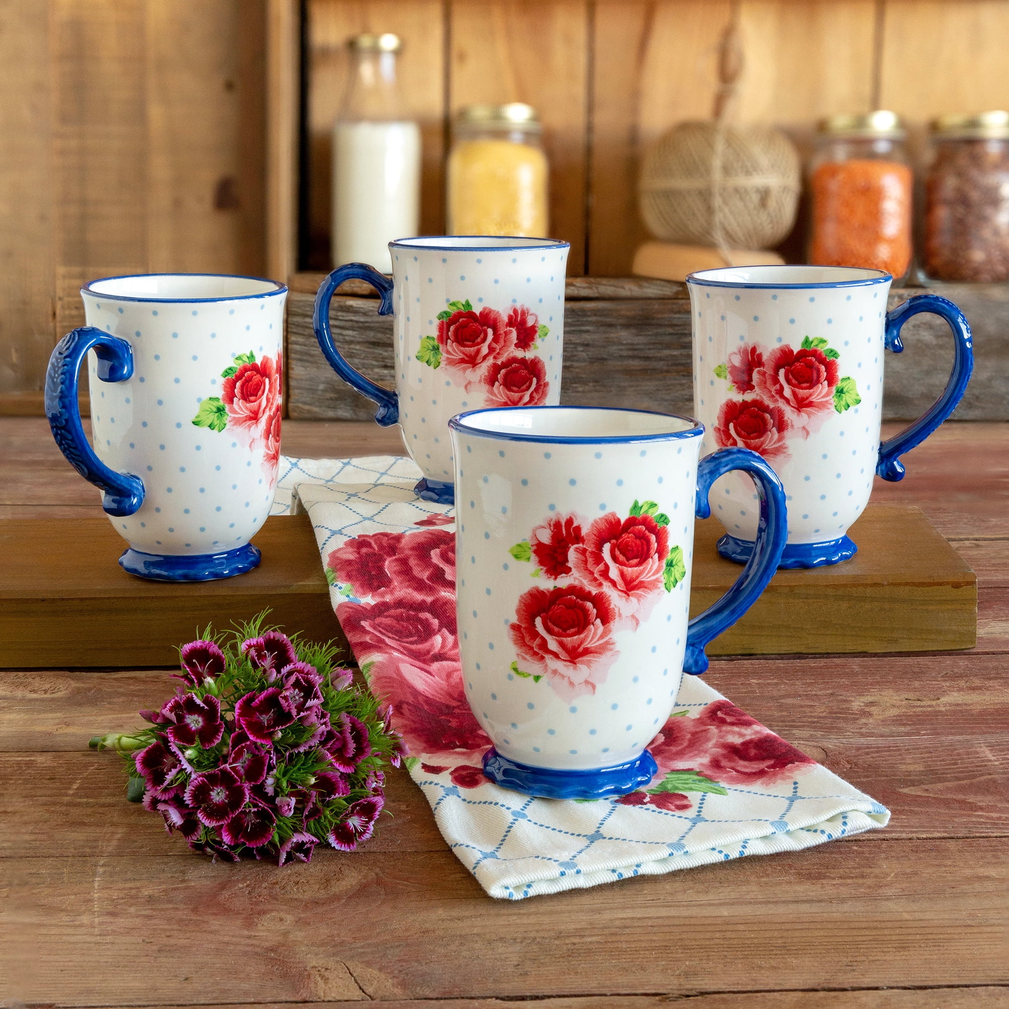 The Pioneer Woman Heritage Floral 18 fl oz 4-Piece Mug Set